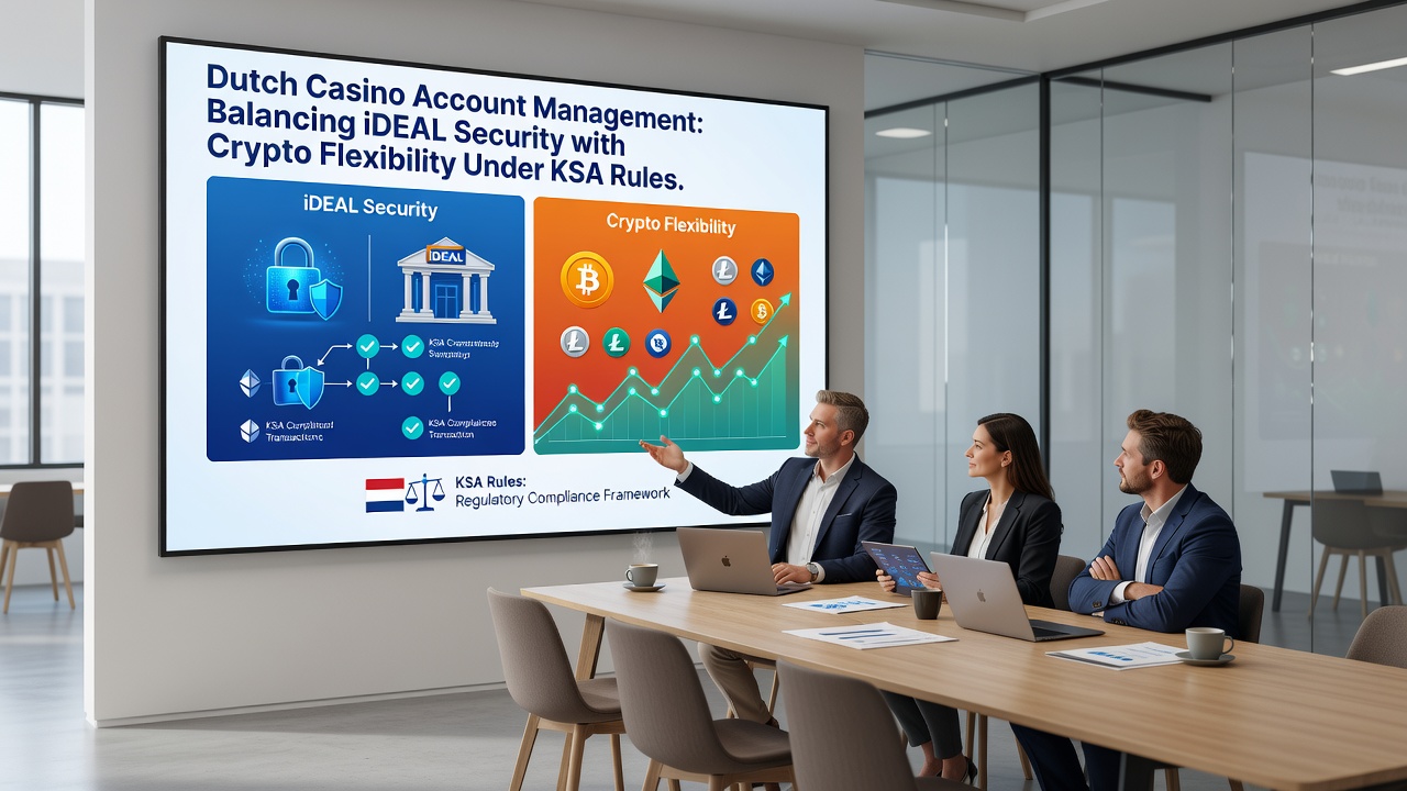 Diagram van accountbeheer waarbij iDEAL en crypto gebalanceerd worden onder KSA-regels
