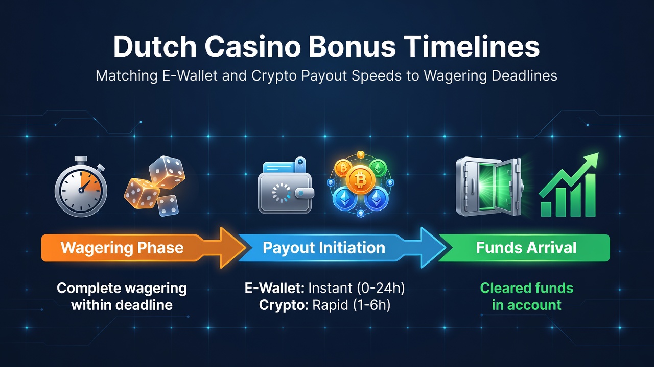 Overzicht van e-wallet en crypto uitbetalingssnelheden in Nederlandse casino's met focus op bonusdeadlines