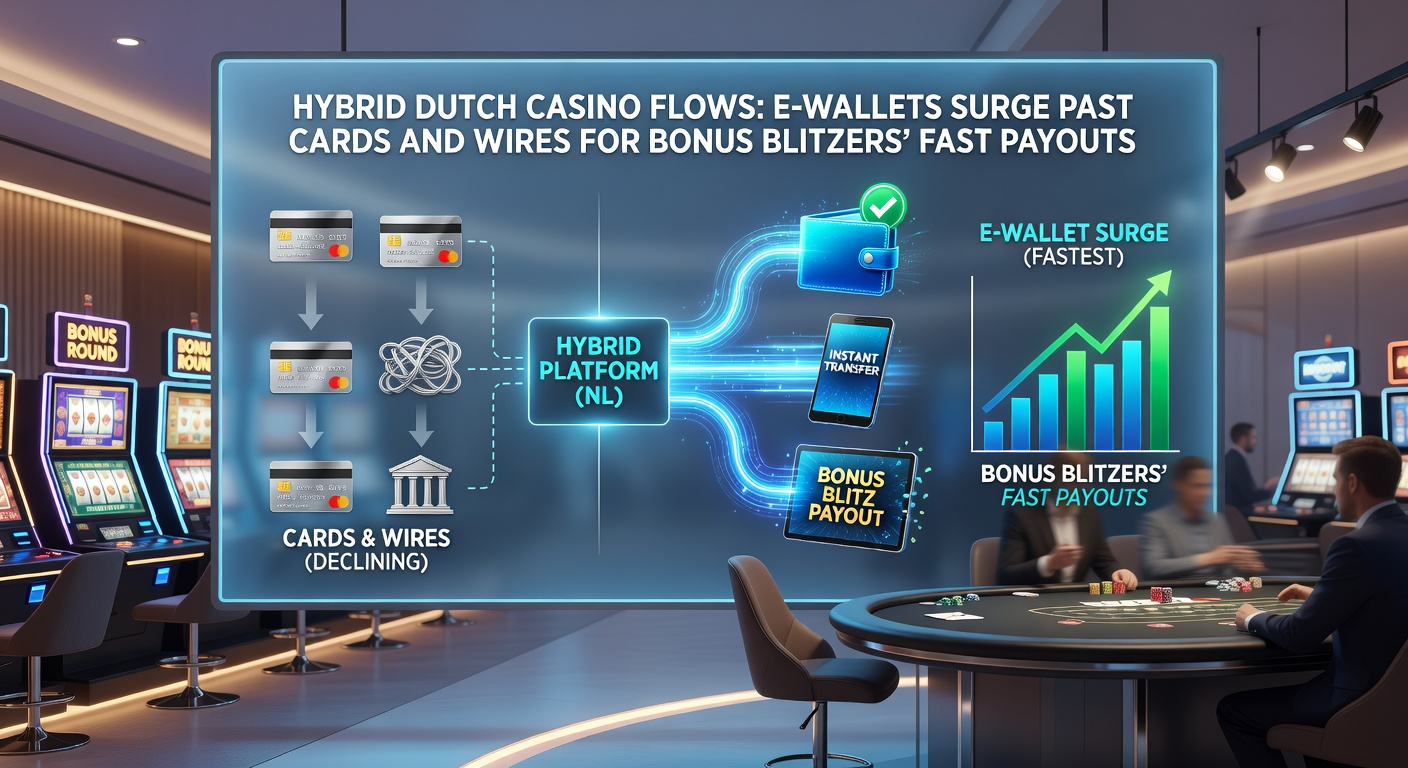 Vergelijkende infographic van transactie tijden: e-wallets in groen (snel), kaarten en wires in rood (traag), met Nederlandse vlag en casino icons