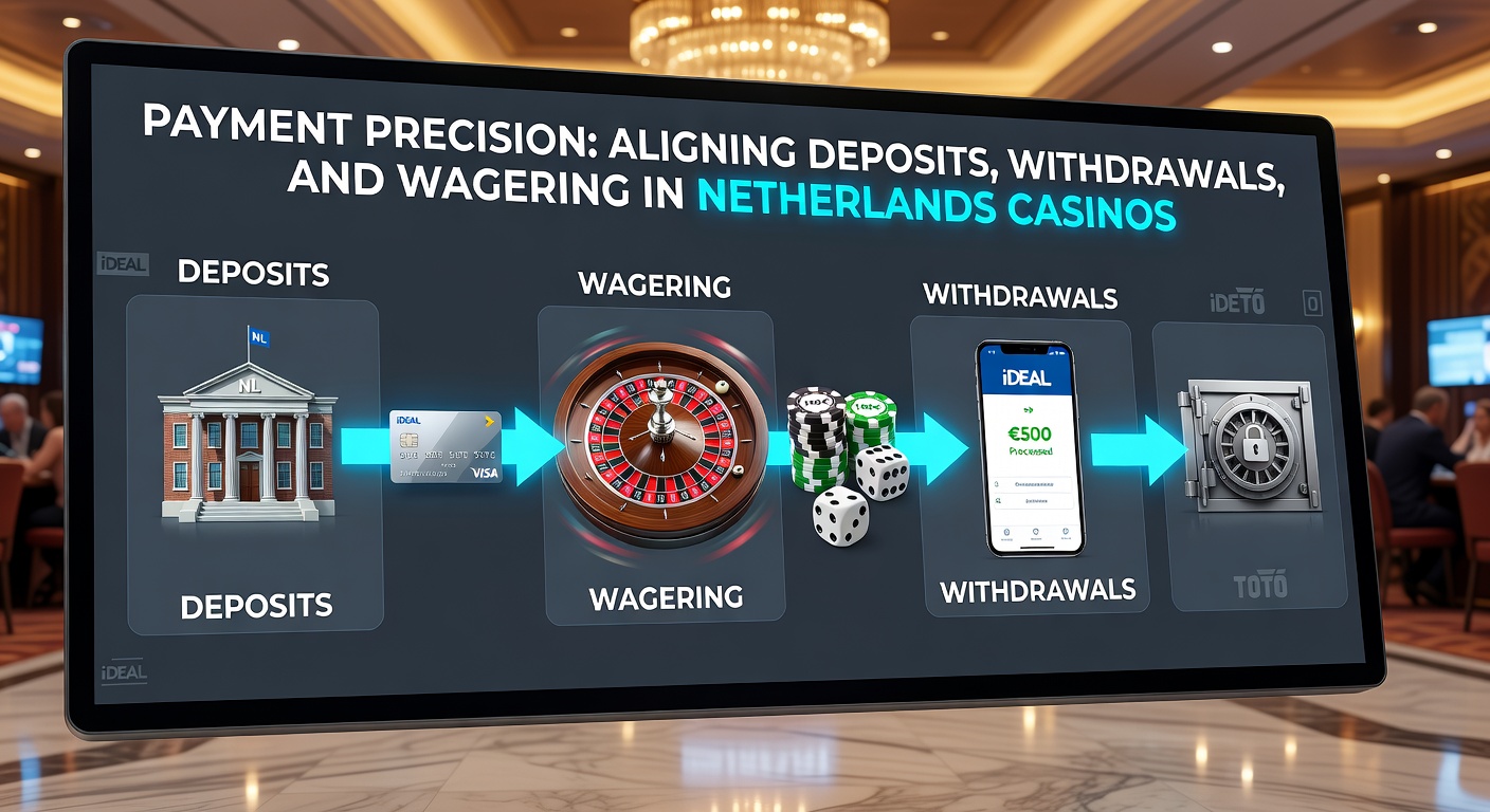 Grafiek die de afstemming van stortingen, uitbetalingen en inzetten in Nederlandse online casinos illustreert, met pijlen die flows tussen deze elementen tonen