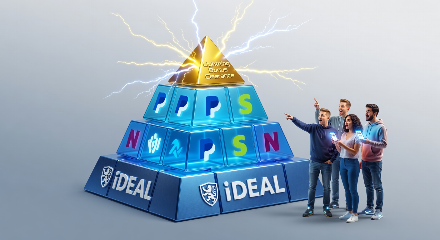 Schematische weergave van een betalingspiramide met iDEAL als basis en e-wallets erbovenop voor snelle bonusverwerking in Nederlandse online casino's