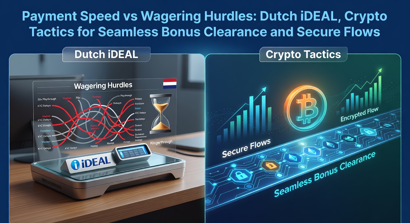 Grafiek met vergelijking van iDEAL- en crypto-transactietijden versus wagering requirements in Nederlandse online casinos