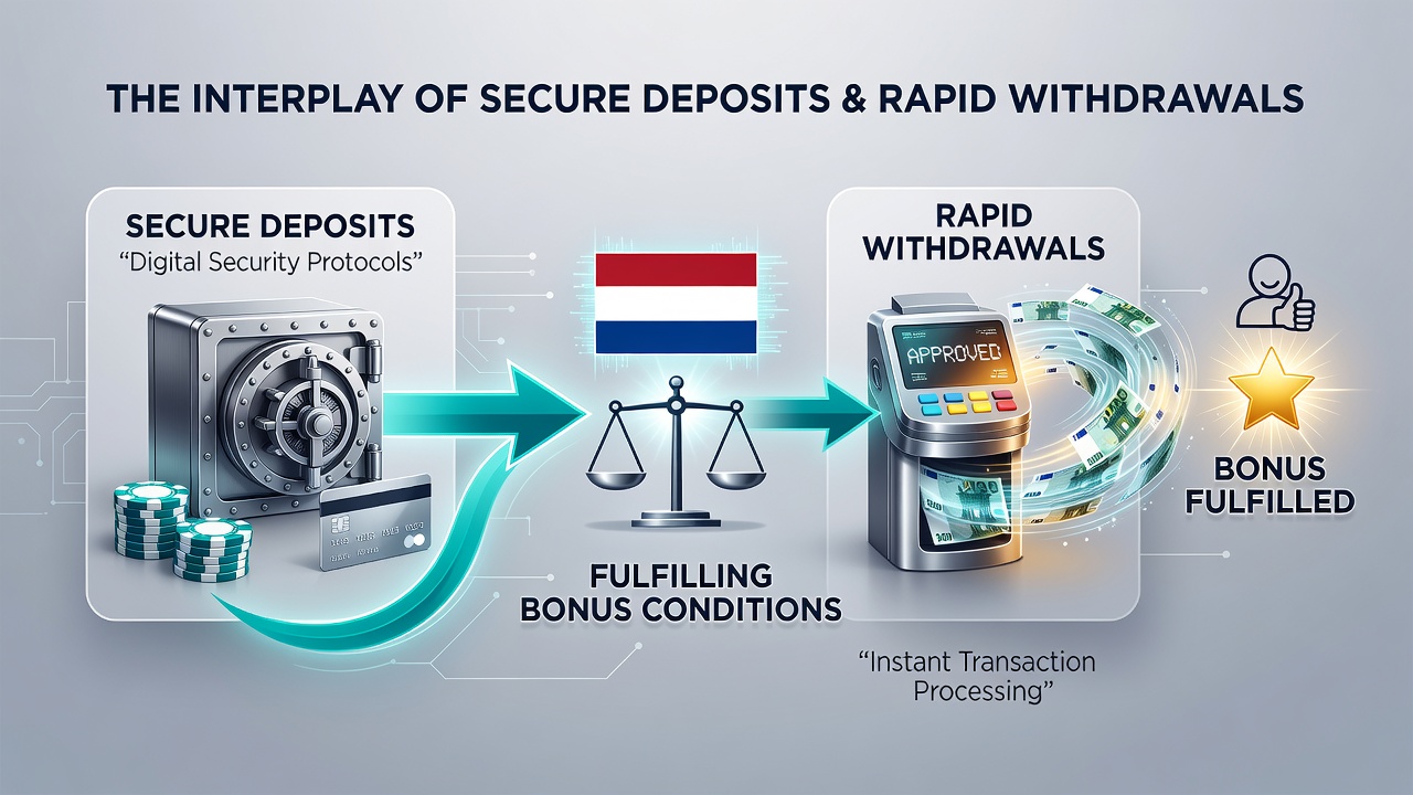 Diagram dat de cyclus van stortingen, inzetten en snelle uitbetalingen bij Nederlandse casino bonussen toont